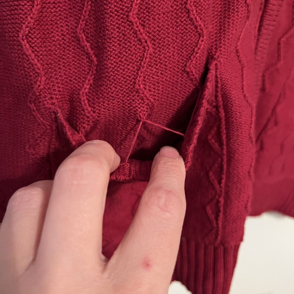 Allison Daley Cardigan Sweater Maroon Long Sleeve Textured Knit Full Zip Pockets - Picture 6 of 13